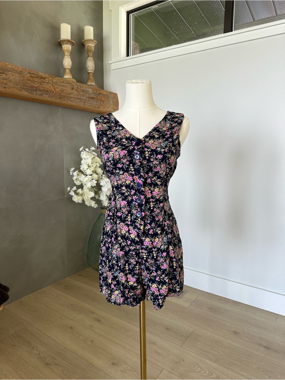 Vintage EQUATION Floral Button Front Romper – Size Small - Picture 2 of 10